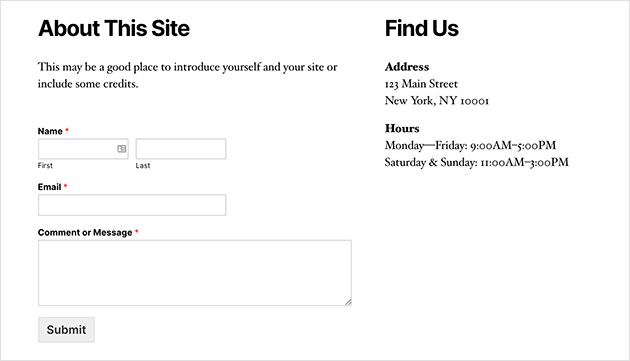 Contact form published in your sidebar