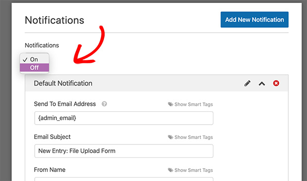 Turn off form notifications
