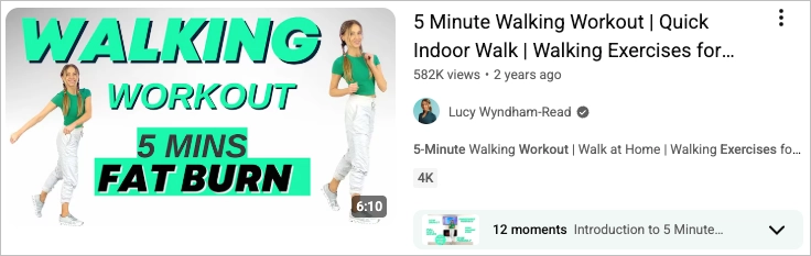 Example of a 5 minute workout video on youtube 