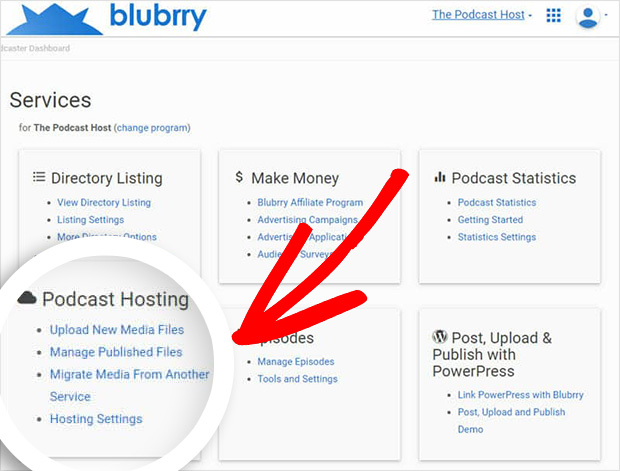 Blubrry podcast dashboard