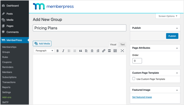 Membership group name and settings