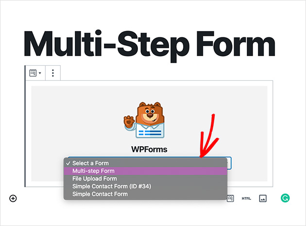 add multi step form in WordPress