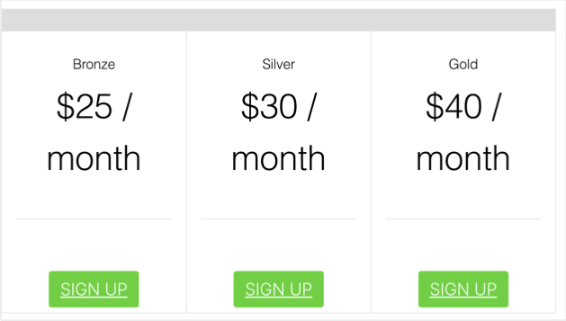 Pricing page example