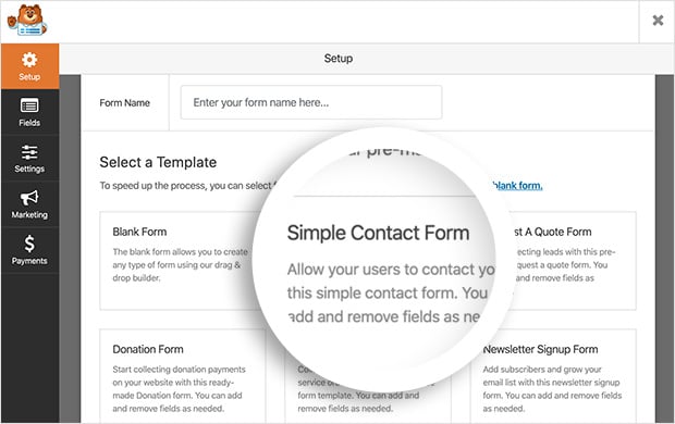 Simple contact form template