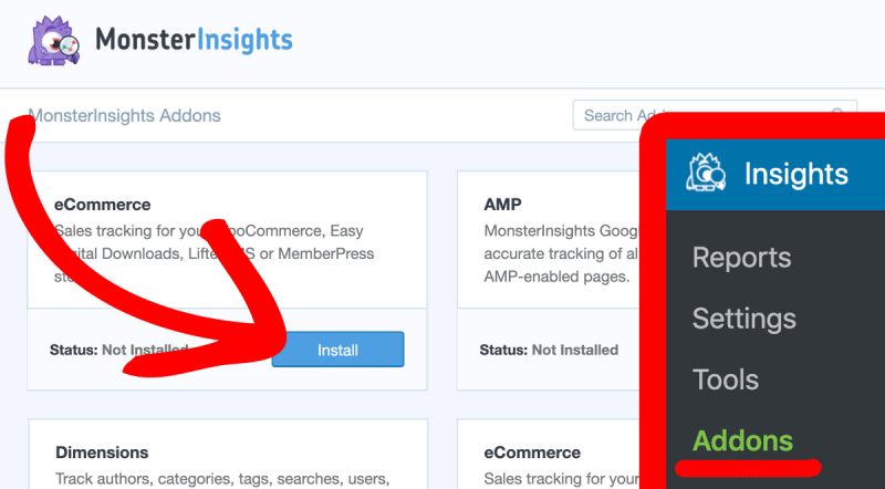 MonsterInsights eCommerce addon