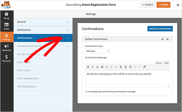 Form confirmations