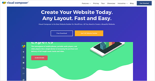 Visual composer drag and drop page builder plugin for WordPress