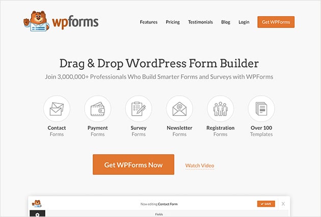 wpforms WordPress landing page plugin