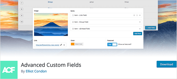 Advanced custom fields plugin