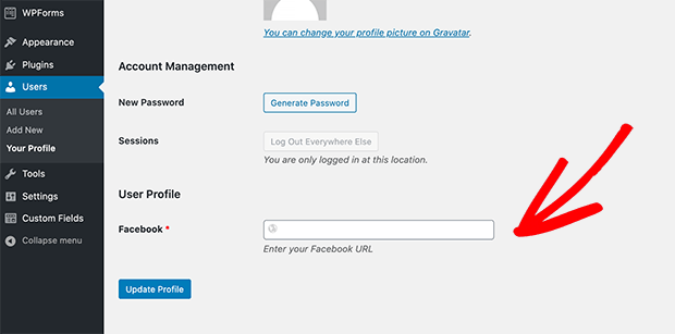 custom-user-profile-field - SeedProd Custom user profile field for Facebook