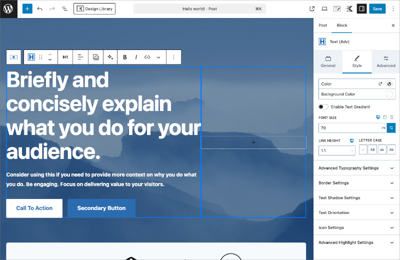 Kadence Blocks in the WordPress block editor
