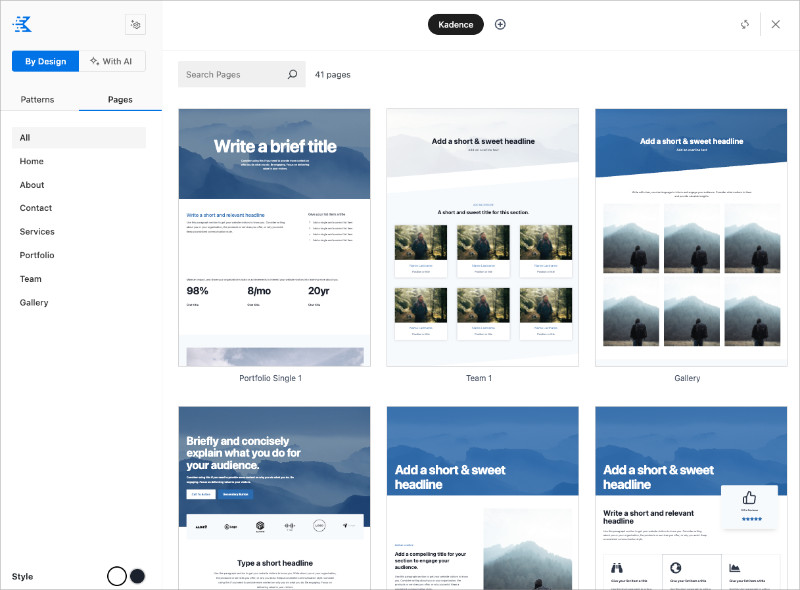 Kadence Blocks starter templates library