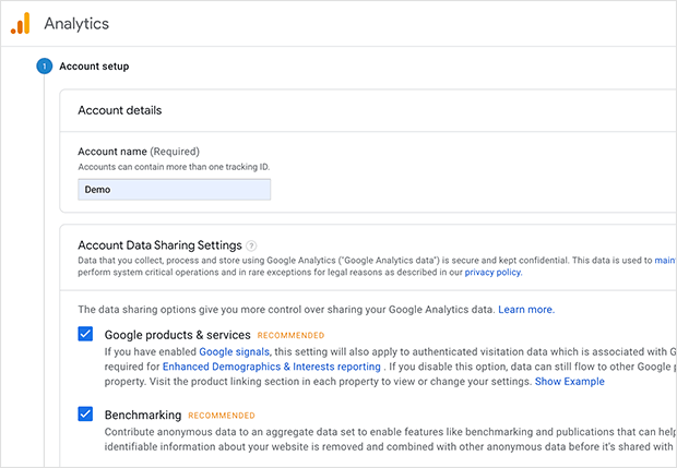 accountdatasharingsettingsga SeedProd Google Analytics account data sharing settings
