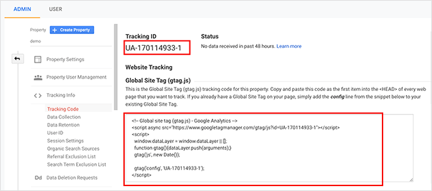 googleglobalsitetagtrackingid SeedProd Google analytics global site tag and tracking ID