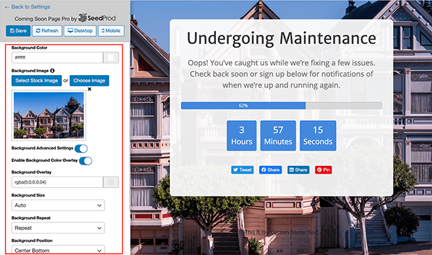 background image for maintenance mode page