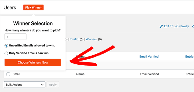 Choose a giveaway winner