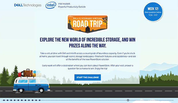 Dell storage virtual road trip giveaway landing page example