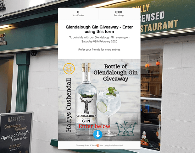 Glendalough Gin giveaway landing page