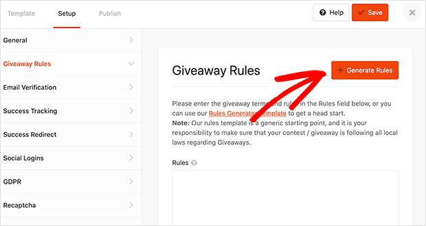 Add rules to your giveaway widget