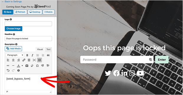 Add a password input field on protected pages in WordPress