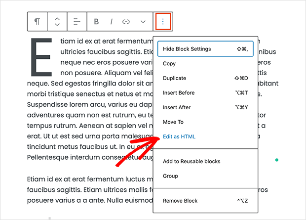 Edit your WordPress block as HTML