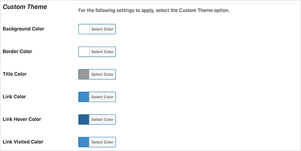 Choose a theme for your table of contents to match your websites' branding.