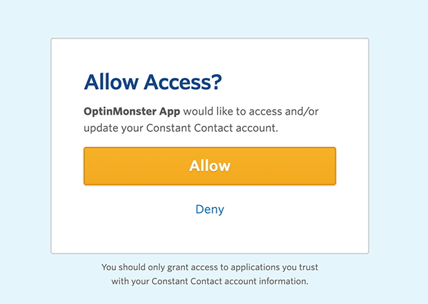 allow-access - SeedProd allow optinmonster to have access to your email list