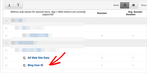 Choose your newly created user id view