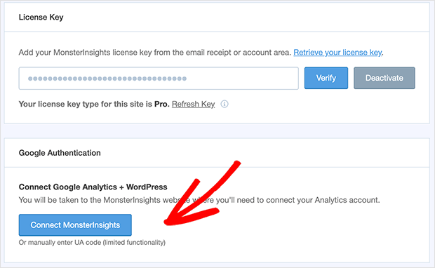 Connect MonsterInsights to Google Analytics