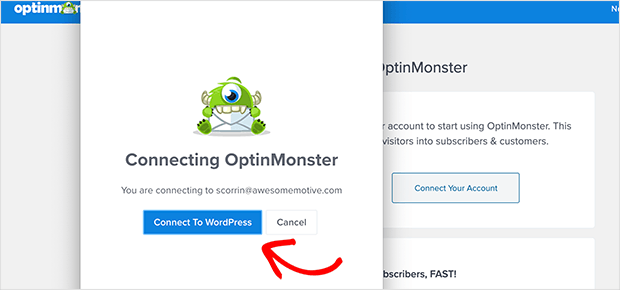 Click the Connect to WordPress button
