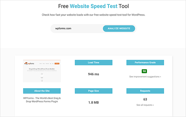 Improve your landing page speeds with a free website speed test tool