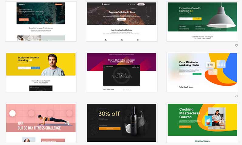 SeedProd landing page templates