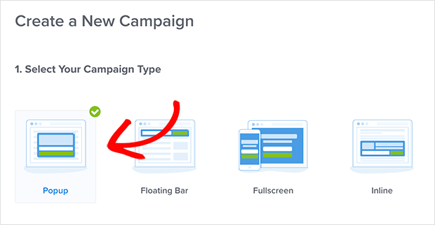 optinmonster-campaign-type - SeedProd choose the OptinMonster Popup campaign type