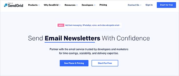 SendGrid cloud-based SMTP email service provider