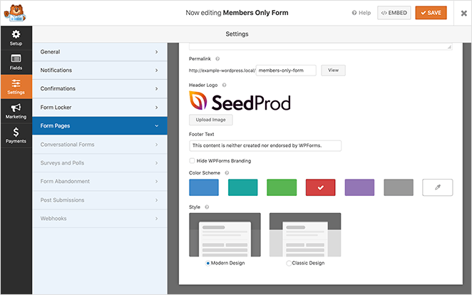 Customize your password protected form page