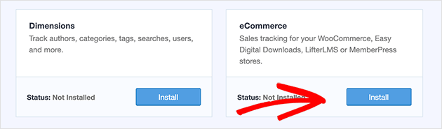 installer l'addon ecommerce monsterinsights