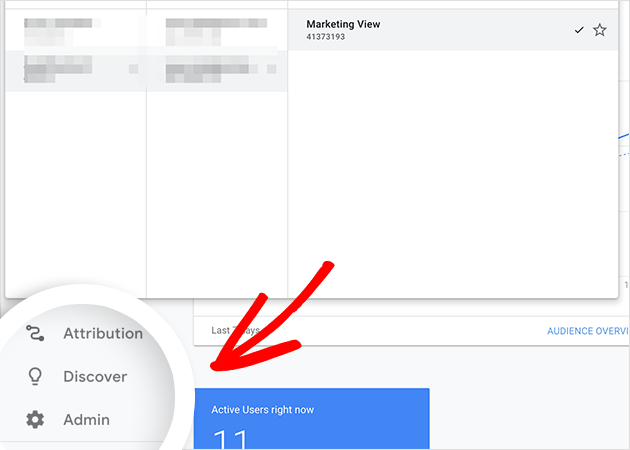 googlestatsadminview SeedProd click the admin view in google analytics