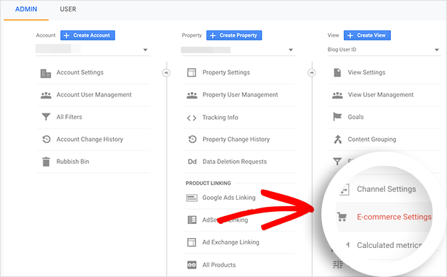 googlestatisticsecommercesettings SeedProd Click the ecommerce settings option in google analytics
