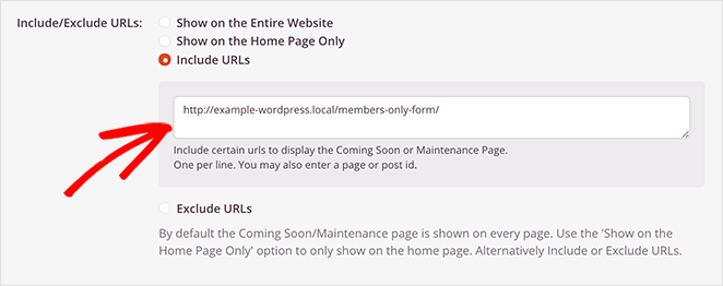 Include your form page's URL