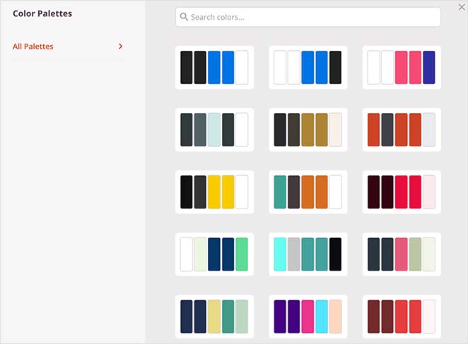 SeedProd squeeze page color palettes