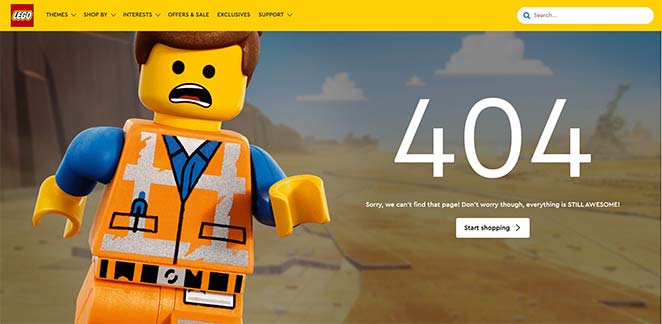 Lego friendly 404 page examples