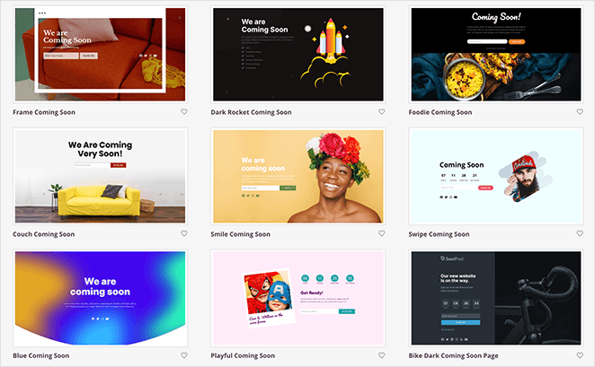 SeedProd coming soon page templates
