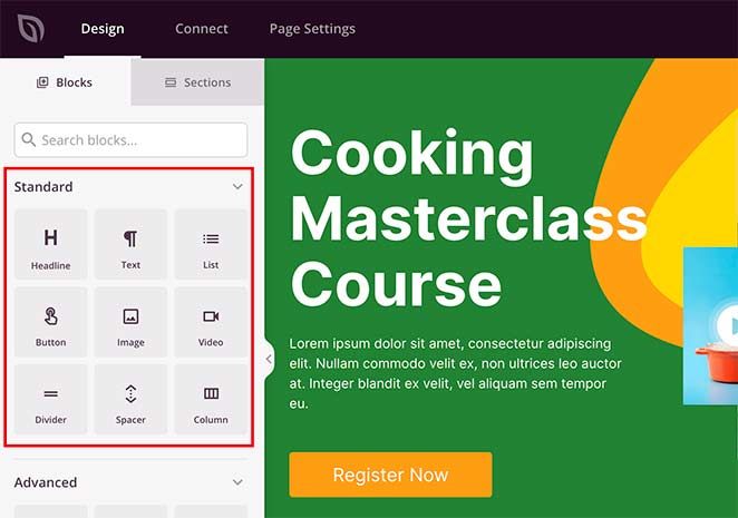 standard-landing-page-elements - SeedProd standard landing page blocks and elements