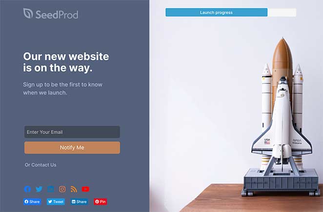 Live wordpress coming soon page example
