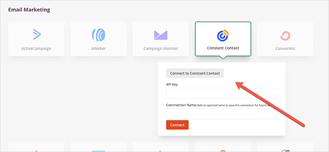 Connect landing page to constant contact