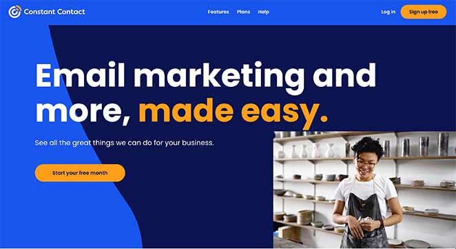 Constant Contact landing page example
