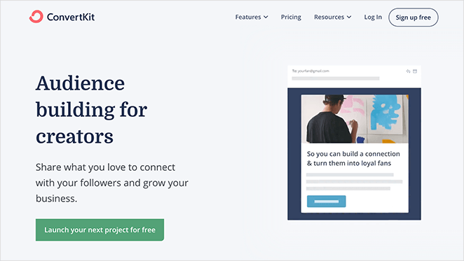 ConvertKit sales page example