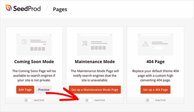 disabling maintenance mode in SeedProd when changing WordPress Theme