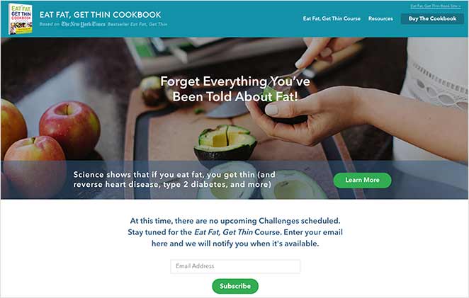 Eat fat, get thin sales landing page example