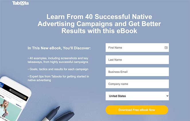 eBook landing page example